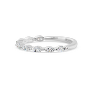 Demi-alliance 9 diamants naturels marquises 0.65 carat or blanc 14 carats Natalina